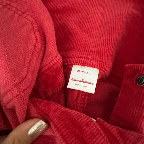 HANNA ANDERSSON Red Corduroy Overalls - 2T 80 cm - Picture 3 of 5